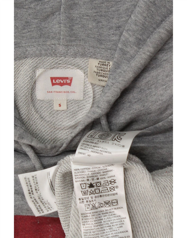 LEVI'S Mens Graphic Hoodie Jumper Small Grey Flecked Cotton