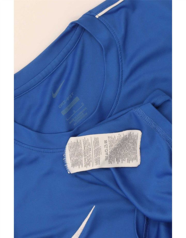 Nike Herre Dri Fit Slim Fit T-Shirt Top Stor Blå Polyester