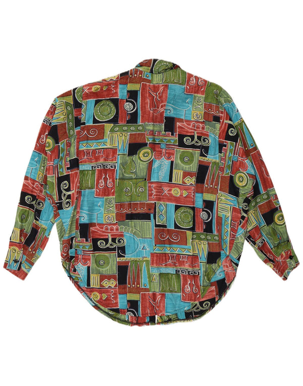 Vintage dameskjortebluse UK 20 2XL flerfarvet patchwork