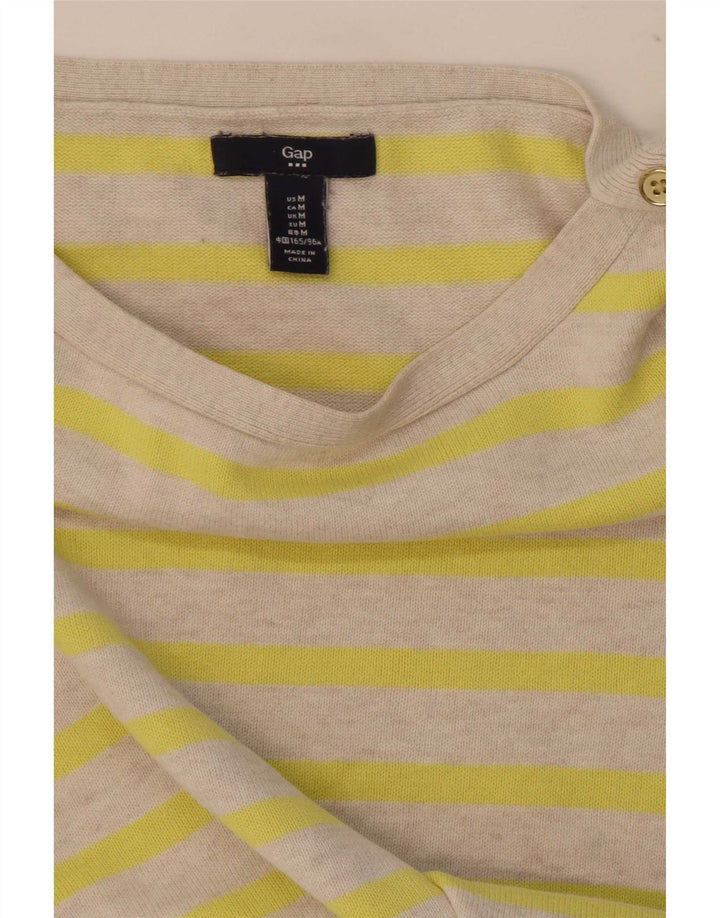 Gap Dame 3/4-ærmet bluse Top UK 12 Medium Beige Stribet