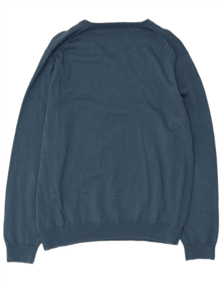 J. Crew Herre V-hals sweater Stor Blå Merinould