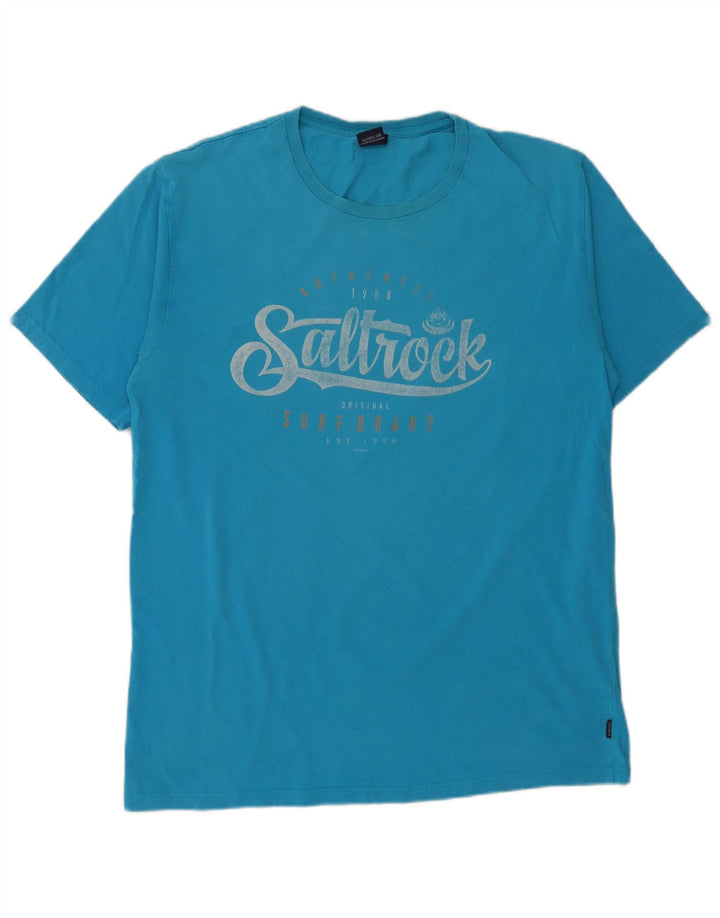 Saltrock Herre Grafisk T-Shirt Top Stor Blå Bomuld