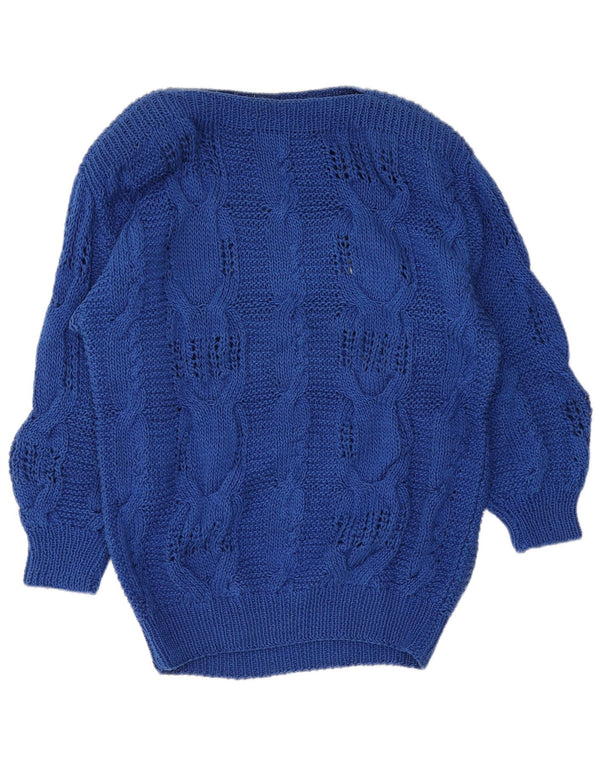 Vintage Dame Boat Neck Jumper Sweater UK 16 Large Blue