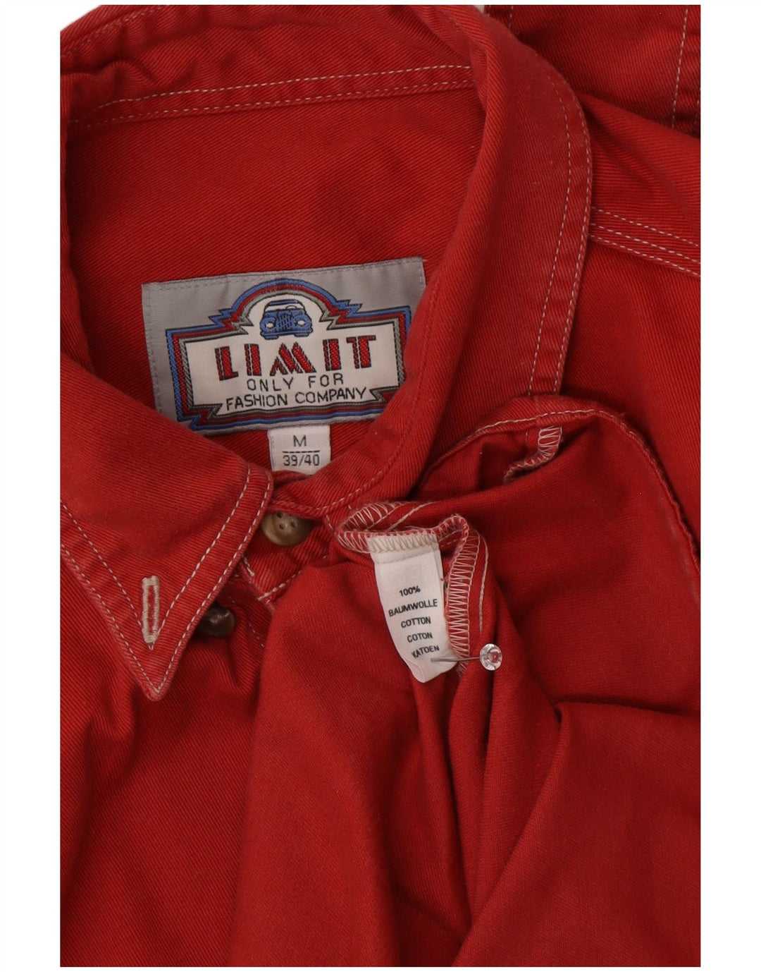 Limit Herre Denim skjorte Størrelse 39/40 Medium Rød Bomuld