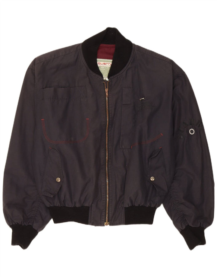 Quarry Herre Loose Fit Bomber Jacket UK 36 Small Black Bomuld