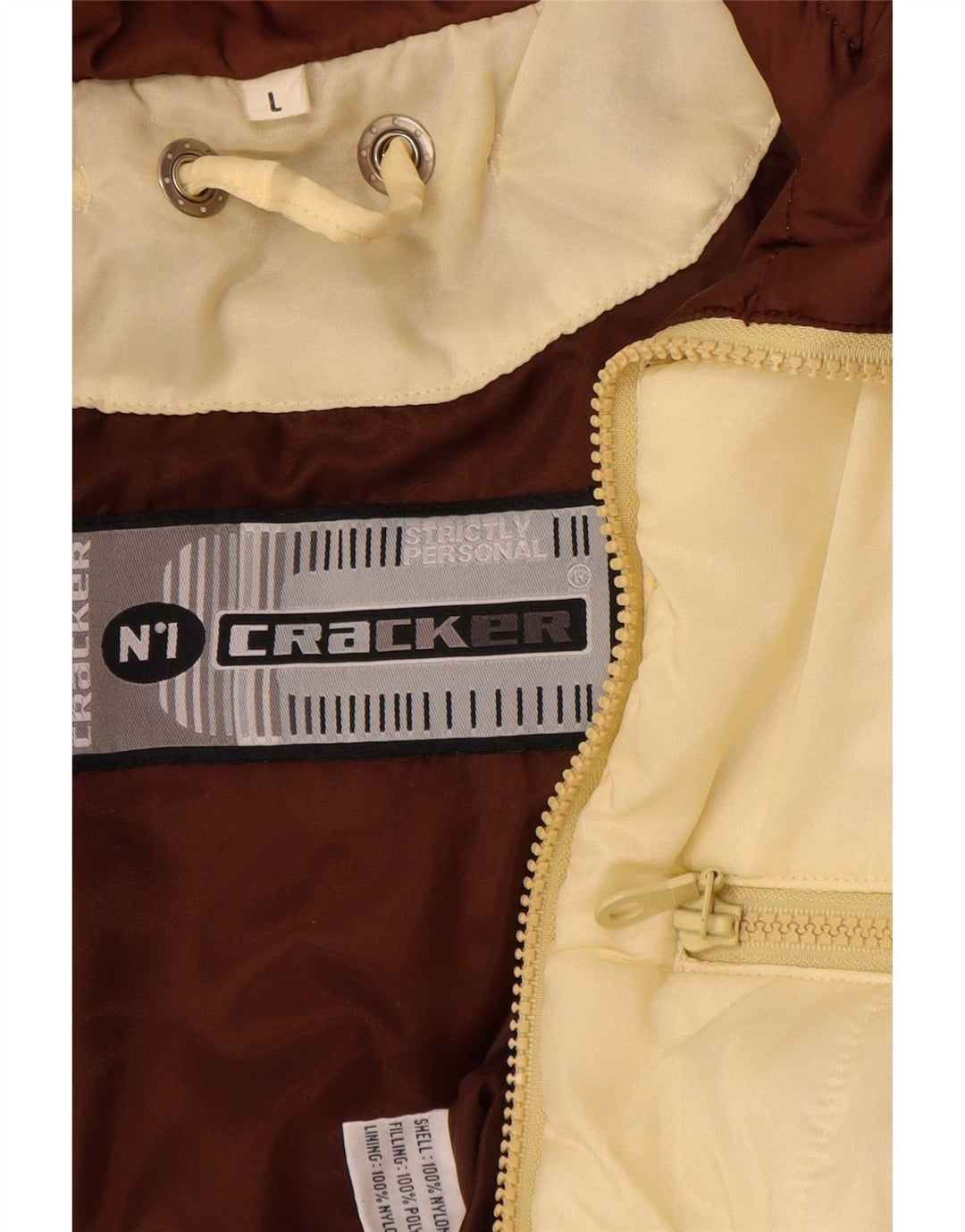 Vintage polstret herrejakke UK 40 Large Beige Colourblock Nylon