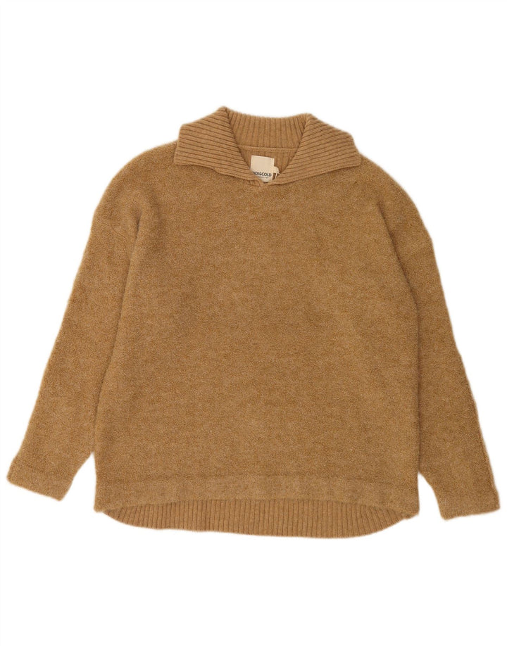 Indi & Cold Womens Oversized Polo Neck Jumper Sweater UK16 Stor Beige Uld