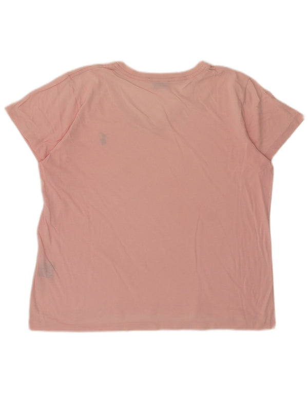 Ralph Lauren Dame T-Shirt Top UK 16 Stor Pink Bomuld
