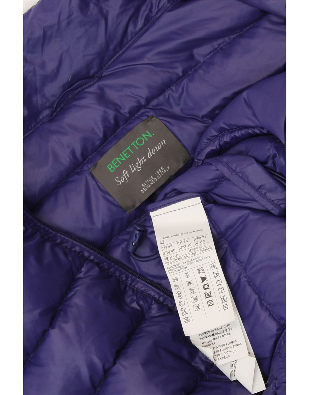 BENETTON Dame Polstret Gilet UK 10 Lille lilla polyamid