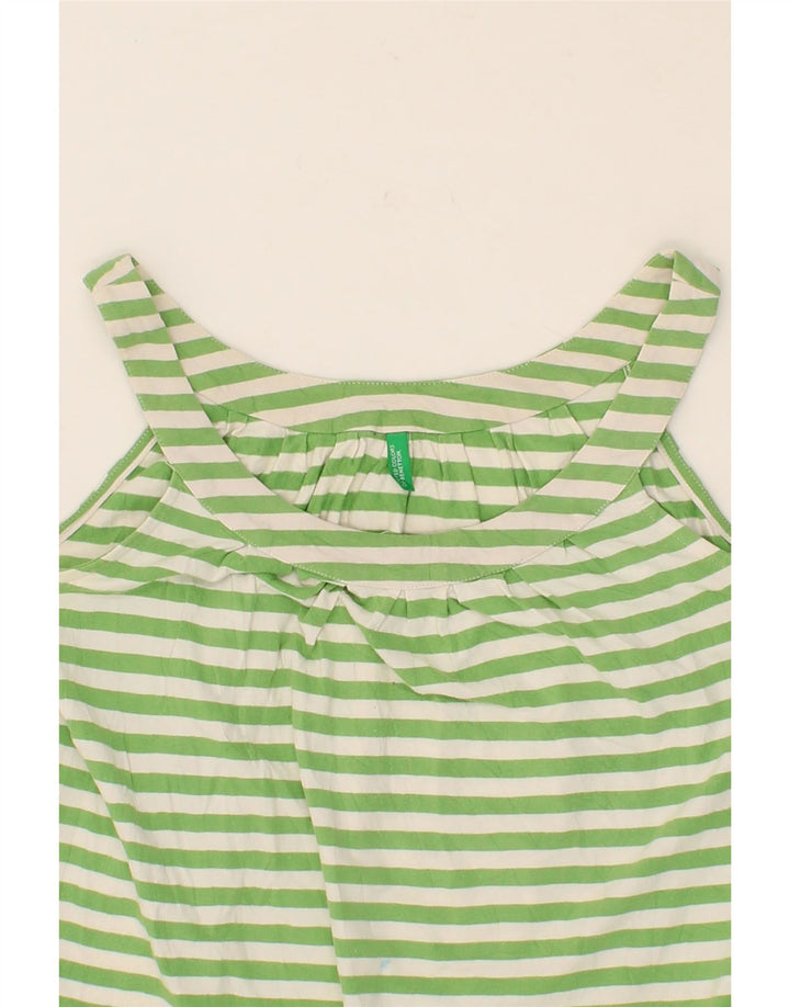 BENETTON Womens Sundress UK 12 Medium Green Striped Vintage Benetton and Second-Hand Benetton from Messina Hembry 