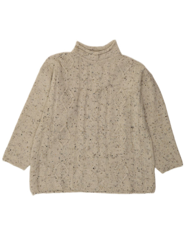 VINTAGE Dame Turtle Neck Jumper Sweater UK 18 XL Grå Flecked Acryl