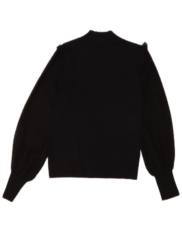 Topshop Dame Turtle Neck Jumper Sweater UK 12 Medium Black Viscose