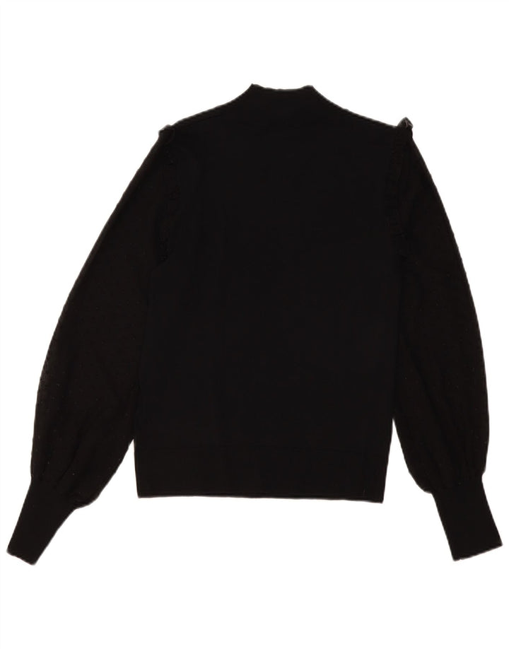 Topshop Dame Turtle Neck Jumper Sweater UK 12 Medium Black Viscose