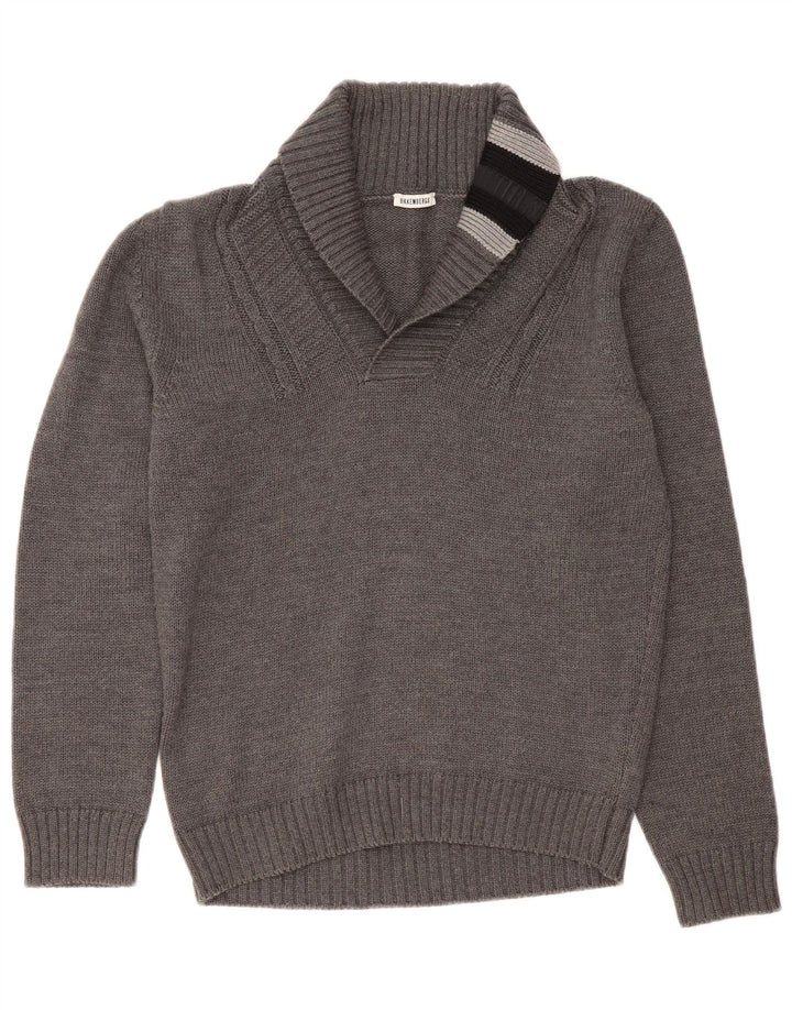 Bikkembergs Herre Shawl Neck Jumper Sweater Large Grå Colourblock Uld