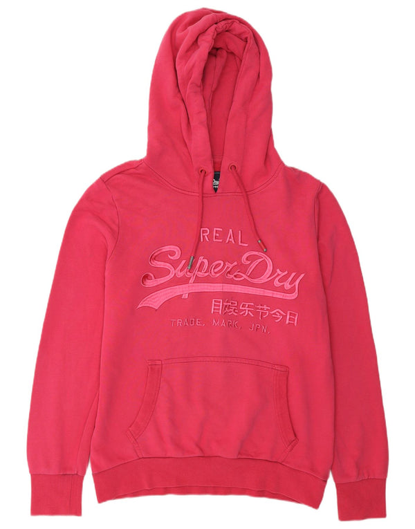 Superdry grafisk hættetrøje til kvinder UK 14 Large Pink Bomuld