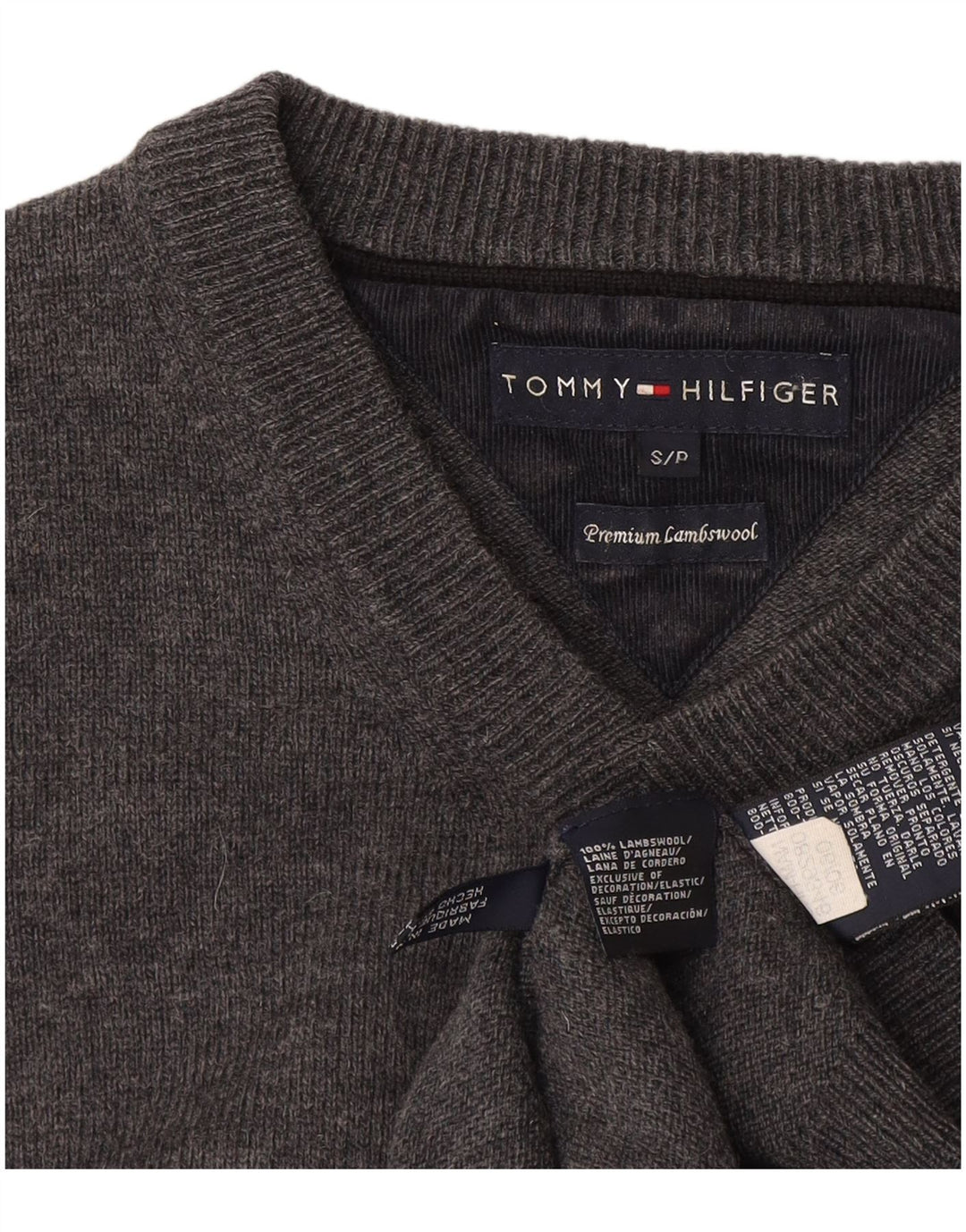 Tommy Hilfiger Herre V-hals sweater lille grå lammeuld