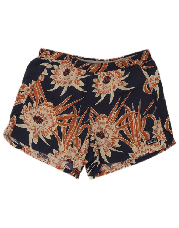 Patagonia Svømmeshorts til kvinder UK 10 Small Navy Blue Floral Nylon