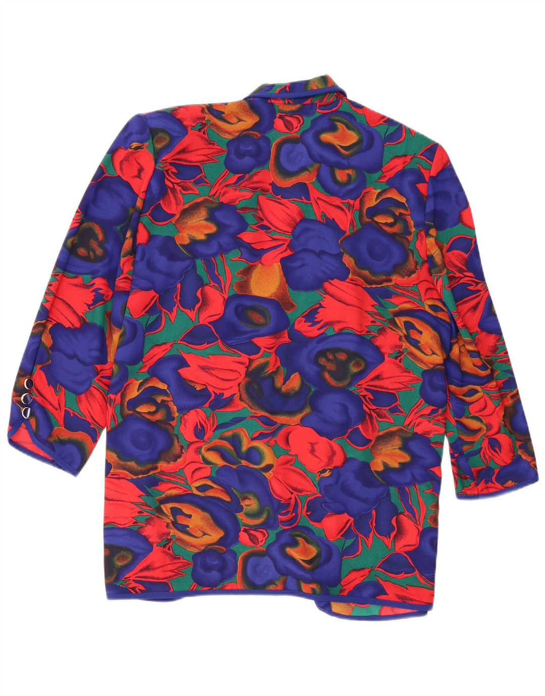 Vintage Dame 4-knaps blazerjakke UK 20 2XL Blue Floral Polyester