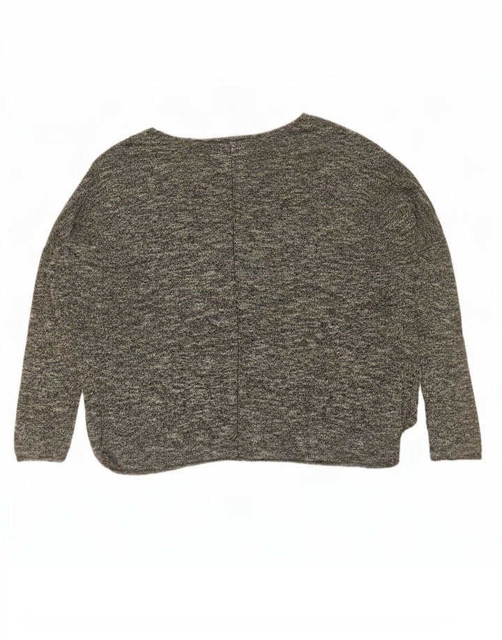 Zara Dame Oversized Boat Neck Jumper Sweater UK 10 Small Grey Flecked