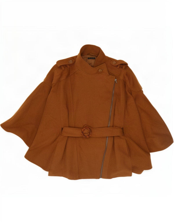 Sisley Womens Military Cape Coat IT 46 Stor brun uld