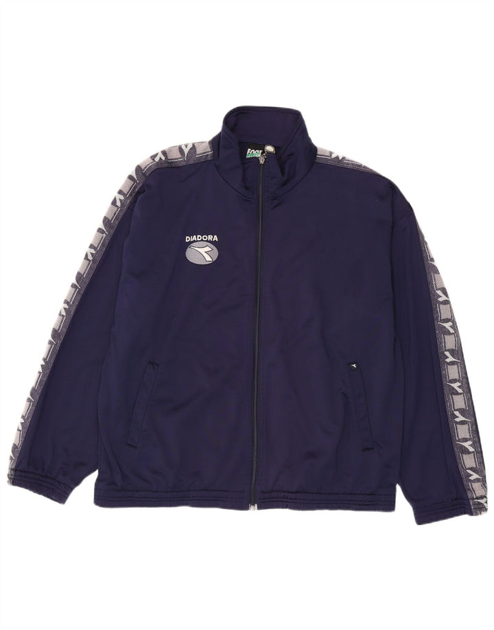Diadora Herre grafisk træningsdragt Topjakke UK 40 Medium Navy Blue Polyester