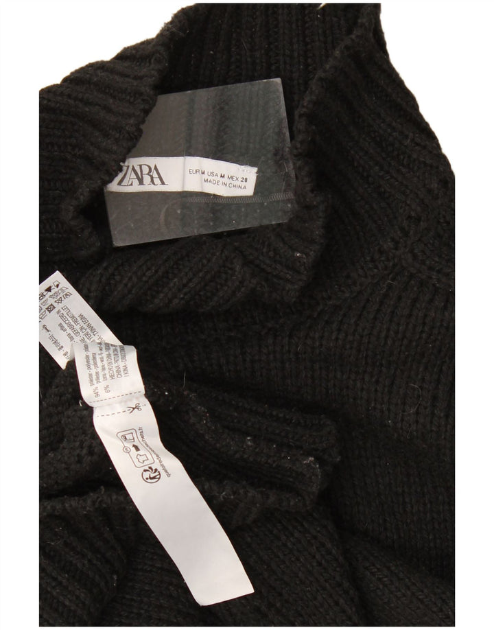 Zara Dame Oversized Turtle Neck Jumper Sweater UK 14 Medium Black
