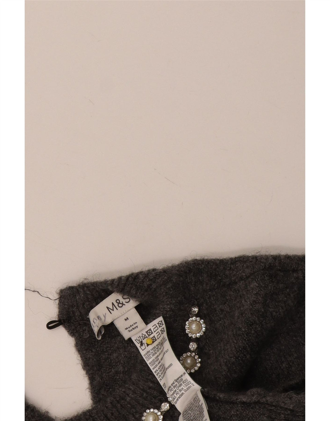 Marks & Spencer Dame Boat Neck Jumper Sweater UK 14 Medium Grå Akryl