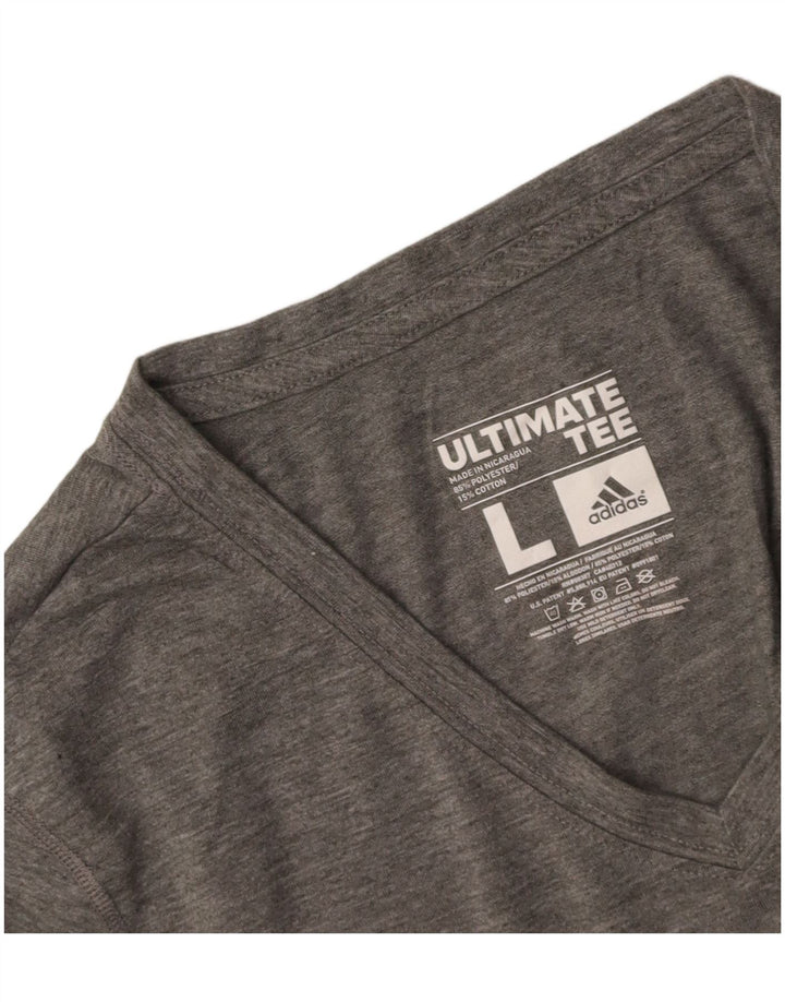 ADIDAS Womens T-Shirt Top Large Grey Polyester