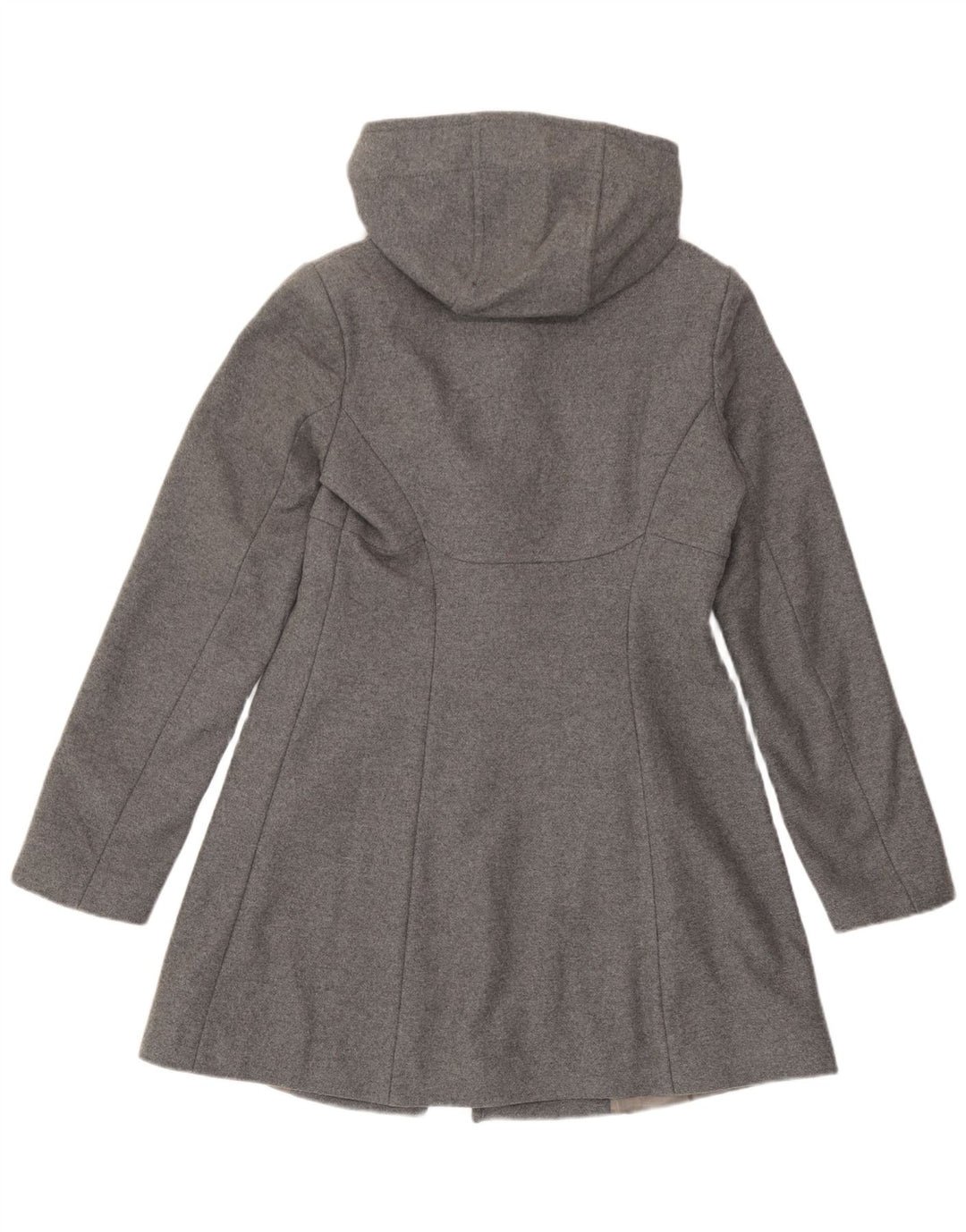 Benetton Dame Hooded Duffel Coat IT 40 Small Grey Uld