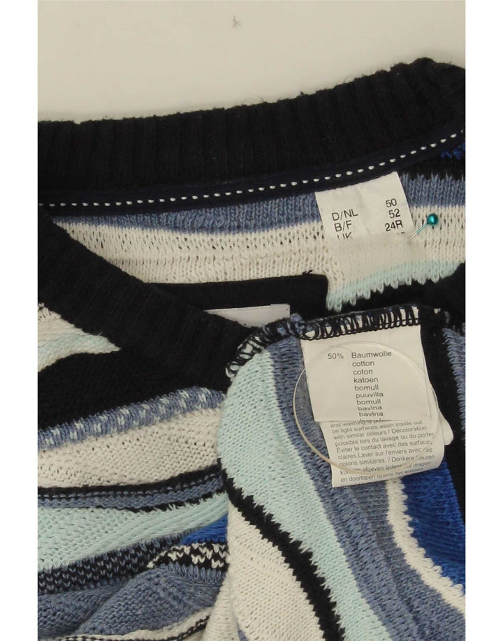 Roger Kent Herre sweater med rund hals EU 52 Stor blå farveblok