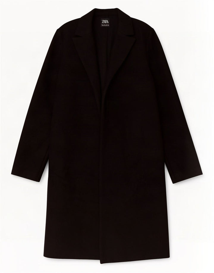 Zara Dame Overfrakke UK 10 Lille Sort Polyester