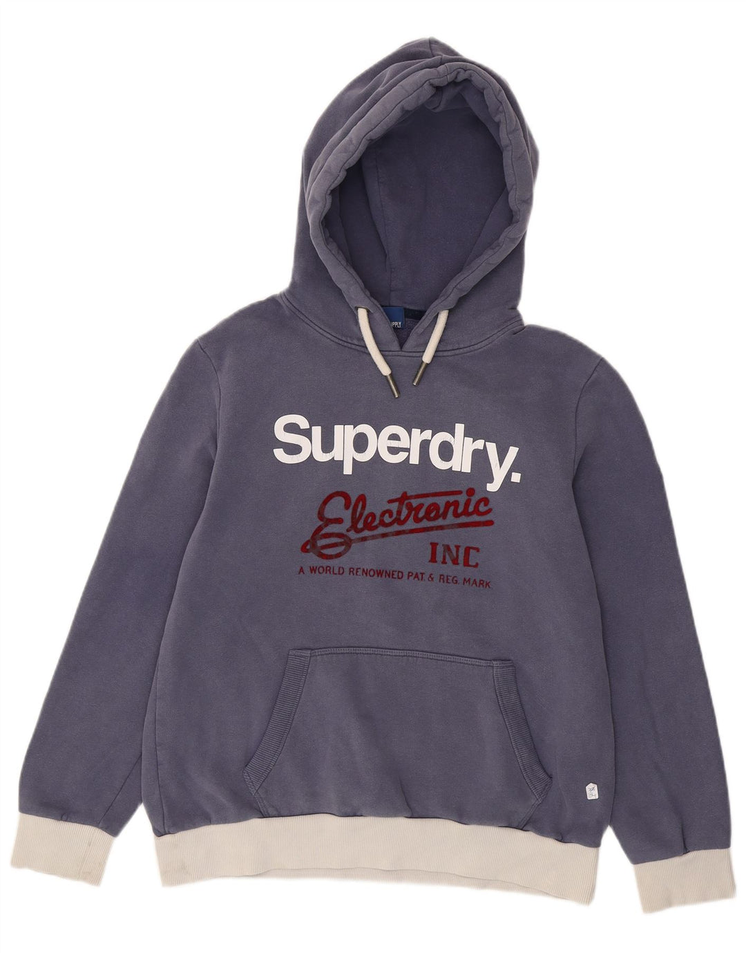 SUPERDRY Grafisk hættetrøje til kvinder UK 16 Large Navy Blue Colourblock