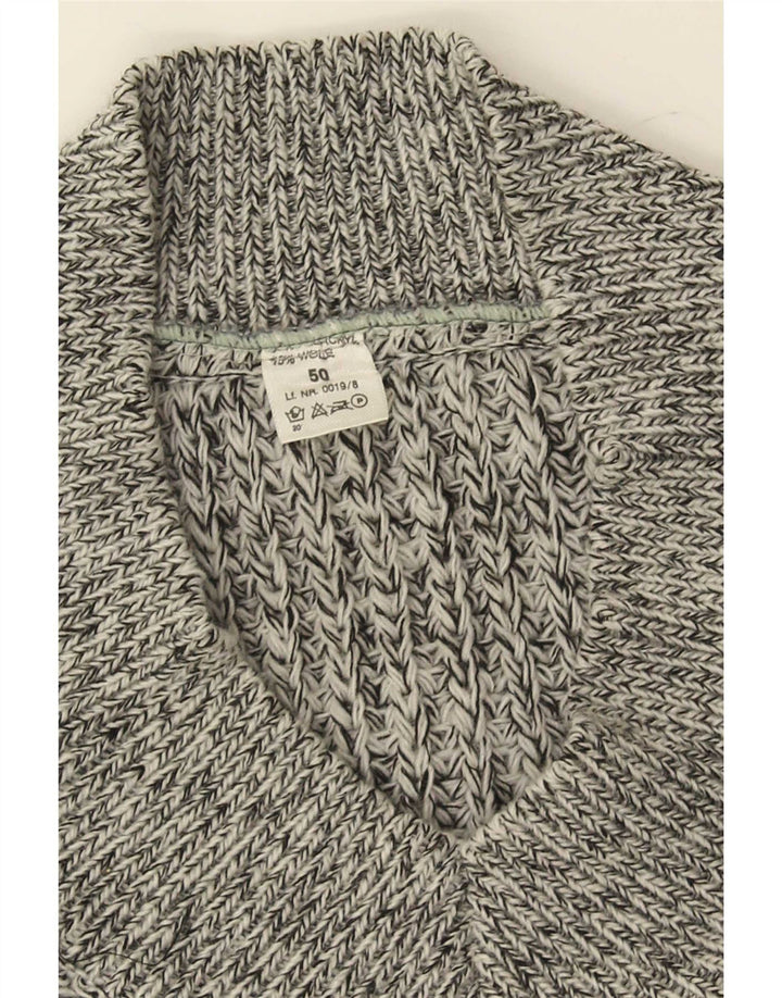 Vintage Herre V-hals sweater IT 50 Medium Grå Flecked