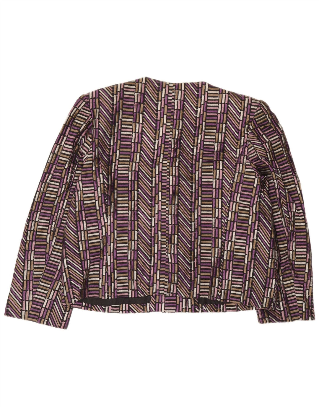 Vintage dame 4-knaps blazerjakke UK 14 Medium Lilla Geometrisk Silke