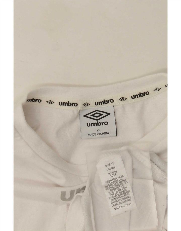 Umbro Dame Crop Grafisk T-Shirt Top UK 12 Medium Hvid Bomuld