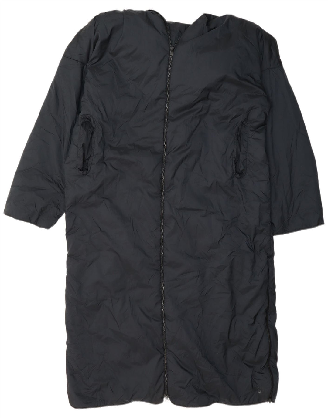 Dkny Dame Hætte Oversized Polstret Frakke UK 14 Medium Navy Blue Nylon