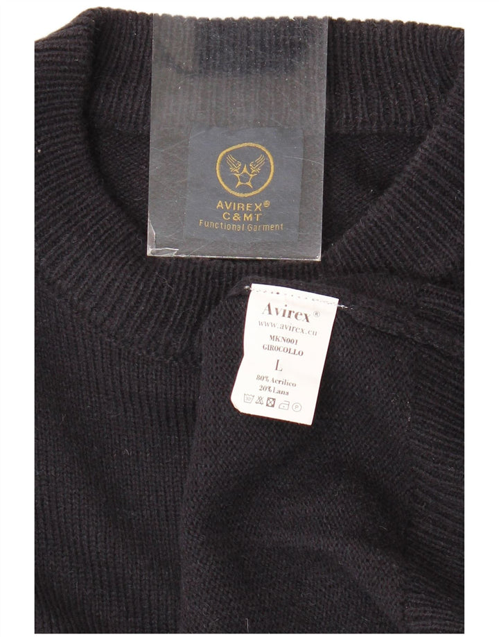 Avirex herre rund hals sweater stor marineblå akryl