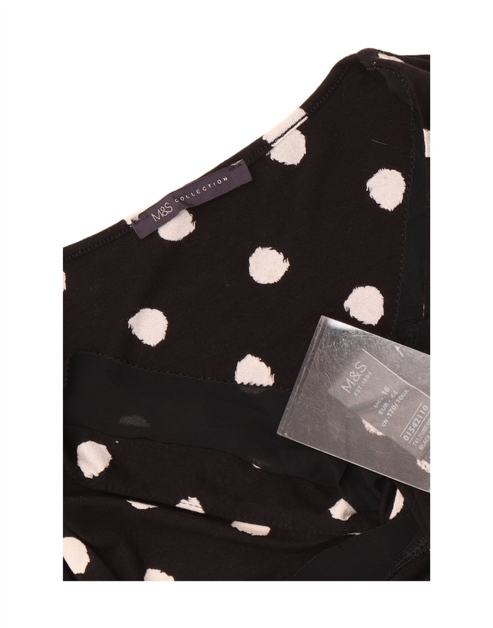 Marks & Spencer Damebluse Top UK 16 Large Black Polka Dot Viscose