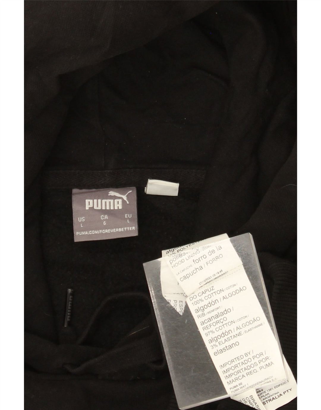 PUMA Grafisk hættetrøje til mænd, stor sort bomuld