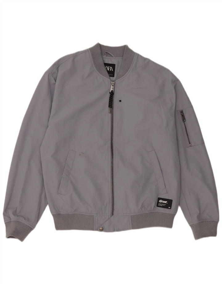 Zara Herre Bomber Jacket UK 38 Medium Grey Polyester