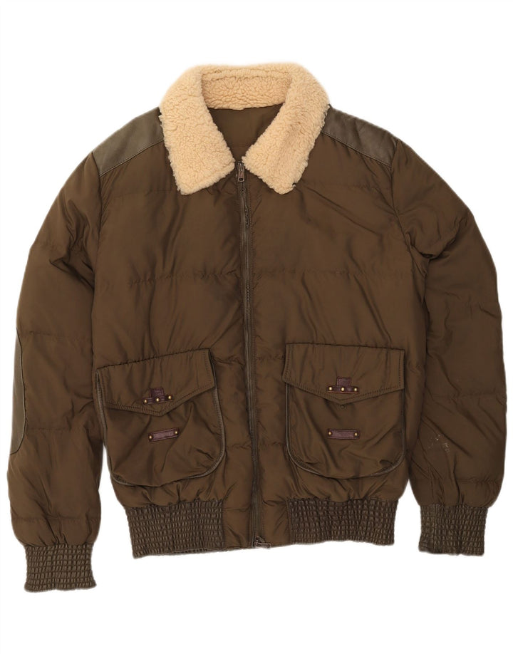 Vintage polstret herrejakke IT 52 XL Khaki Polyamid