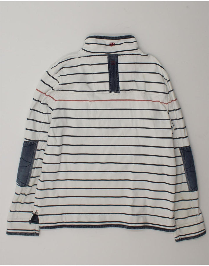 Fedt ansigt herre lynlås-hals sweater jumper stor hvid stribet bomuld