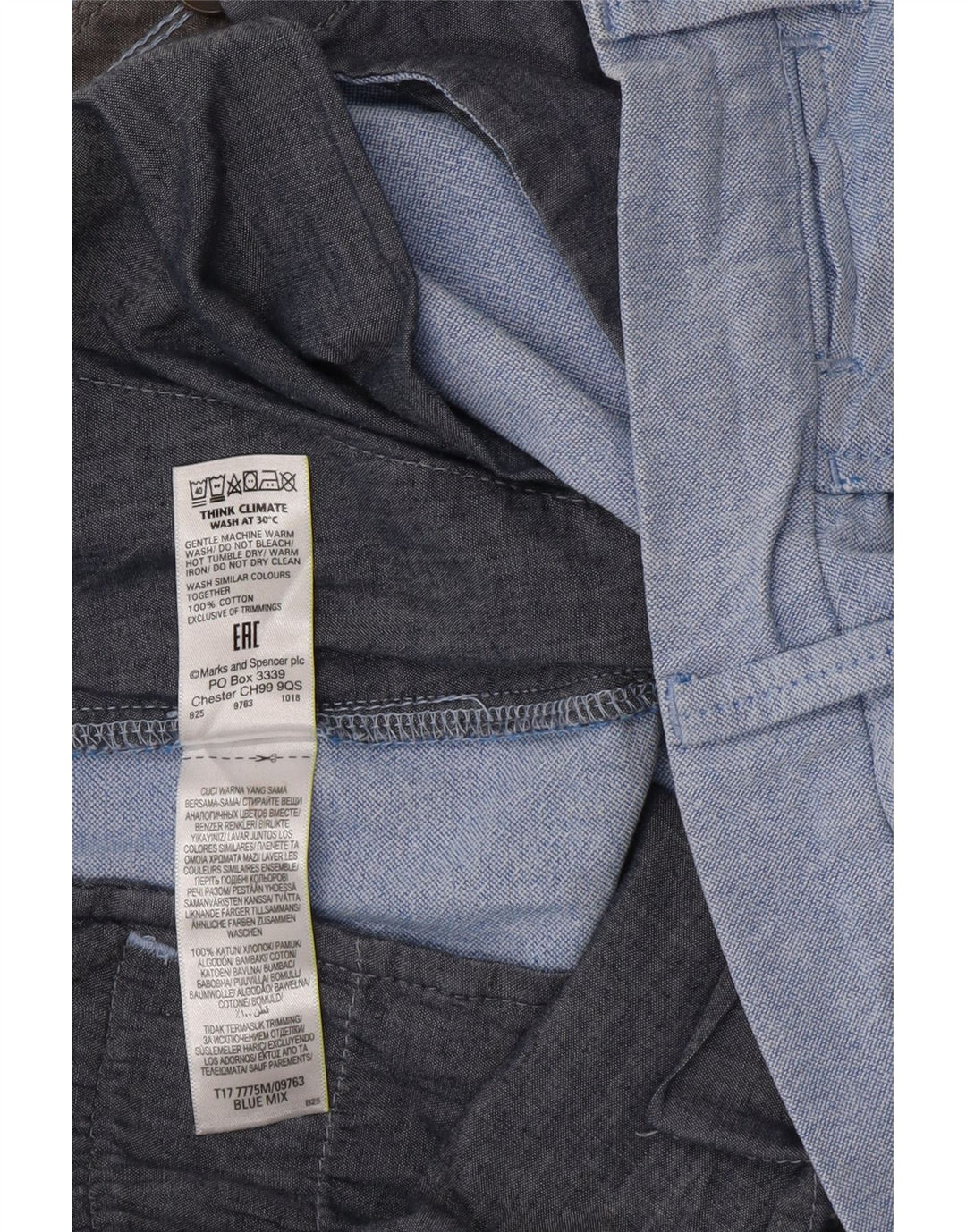Marks & Spencer Herre Chino Shorts W34 Large Blue Cotton