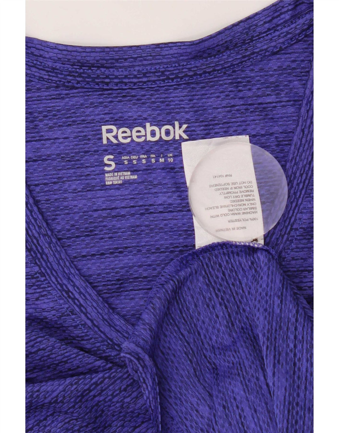 Reebok Dame Speedwick T-Shirt Top UK 10 Small Blue Flecked Polyester