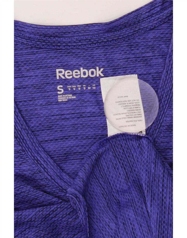 Reebok Dame Speedwick T-Shirt Top UK 10 Small Blue Flecked Polyester