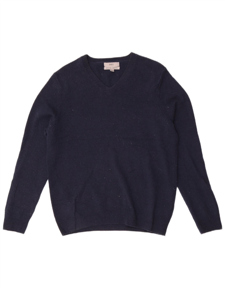 Marks & Spencer Herre V-hals sweater Medium marineblå lammeuld