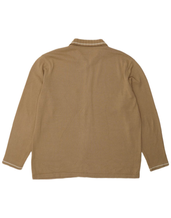 Lacoste Herre Cardigan Sweater Størrelse 8 3XL Beige Bomuld