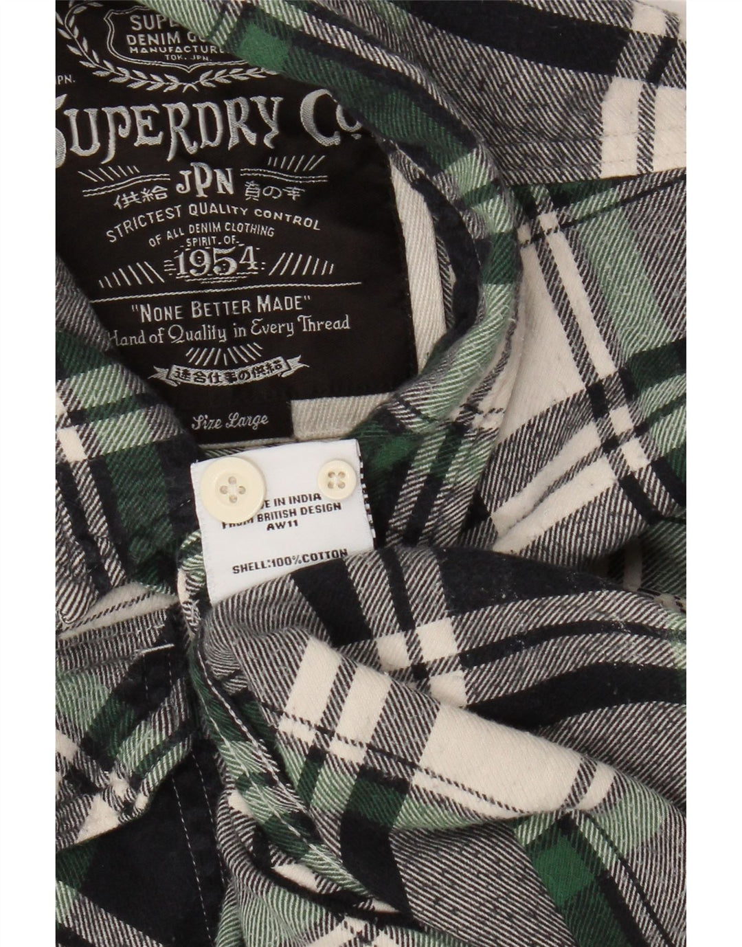 Superdry Flanelskjorte til mænd Stor marineblå ternet bomuld
