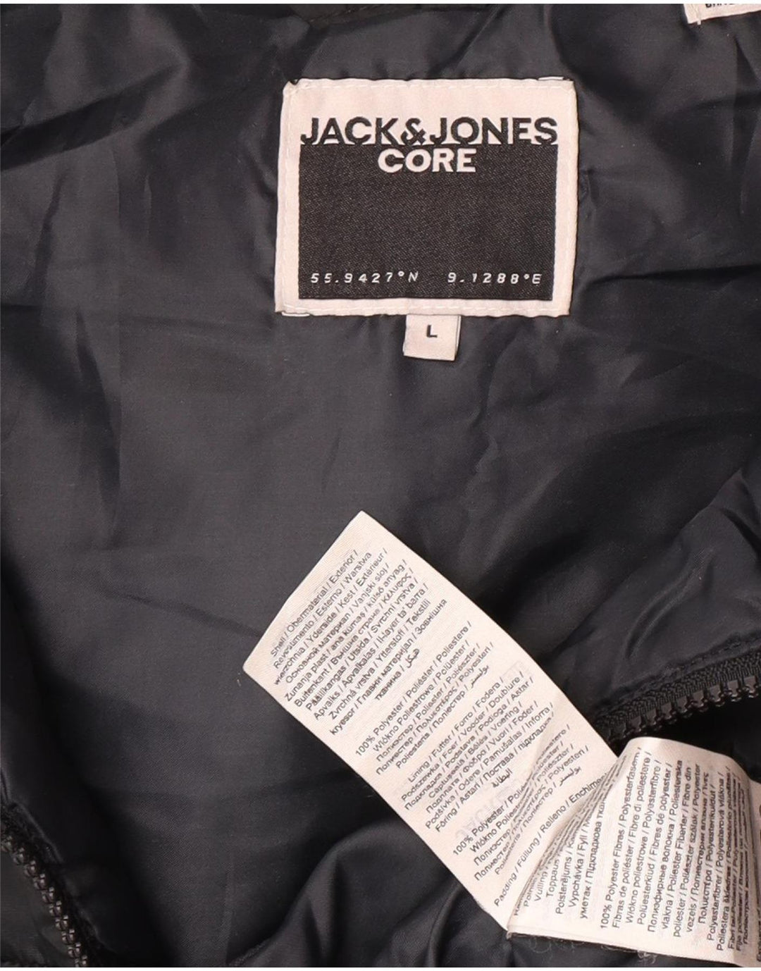 Jack & Jones Herre hætte polstret Gilet UK 40 Stor sort polyester