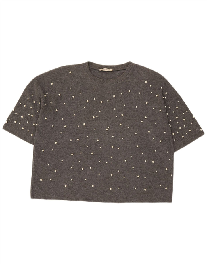 Zara Dame Trafaluc Oversized T-Shirt Top UK 10 Lille Grå
